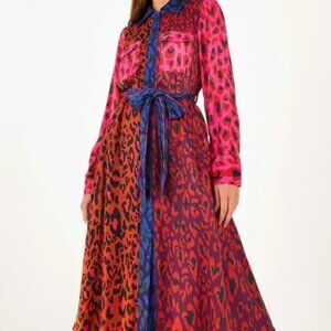 FARM RIO BUTTON-FRONT MIDI DRESS size small